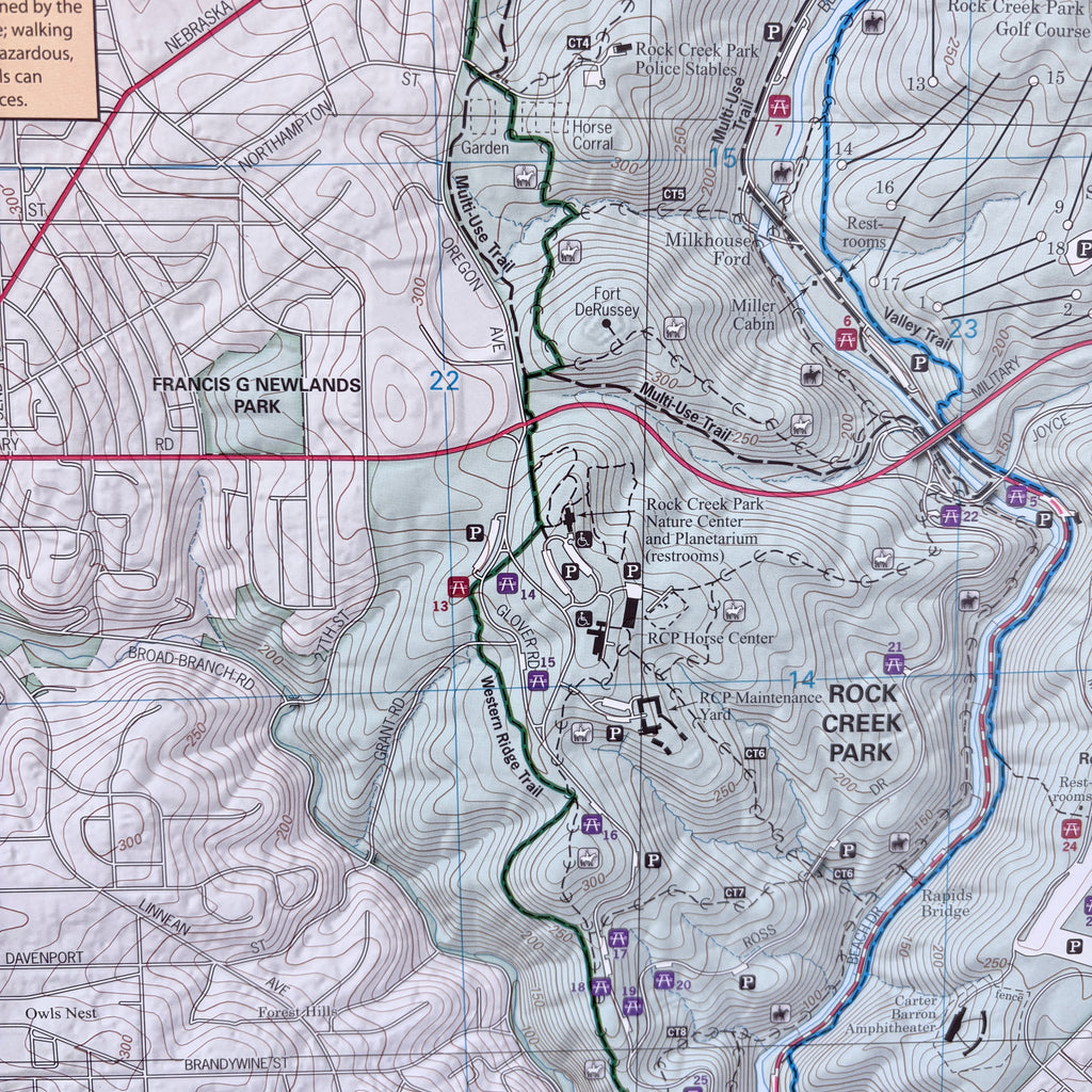 Topographic map of Rock Creek Park and surrounding areas