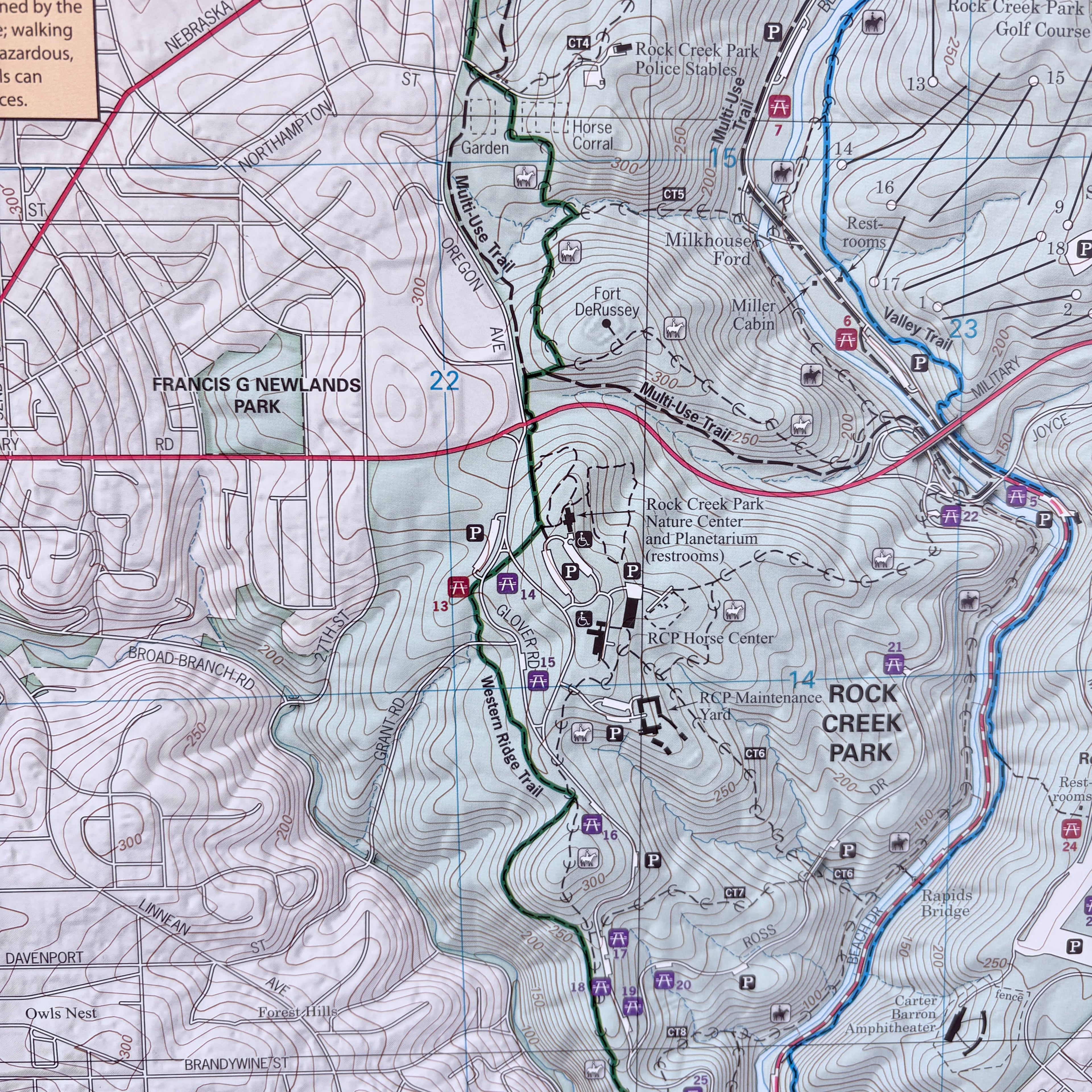 Topographic map of Rock Creek Park and surrounding areas