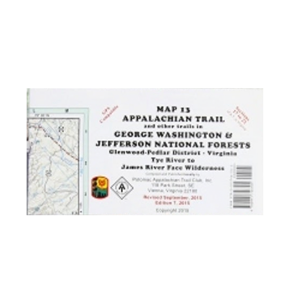 Map of the Appalachian Trail in George Washington and Jefferson National Forests on a white background