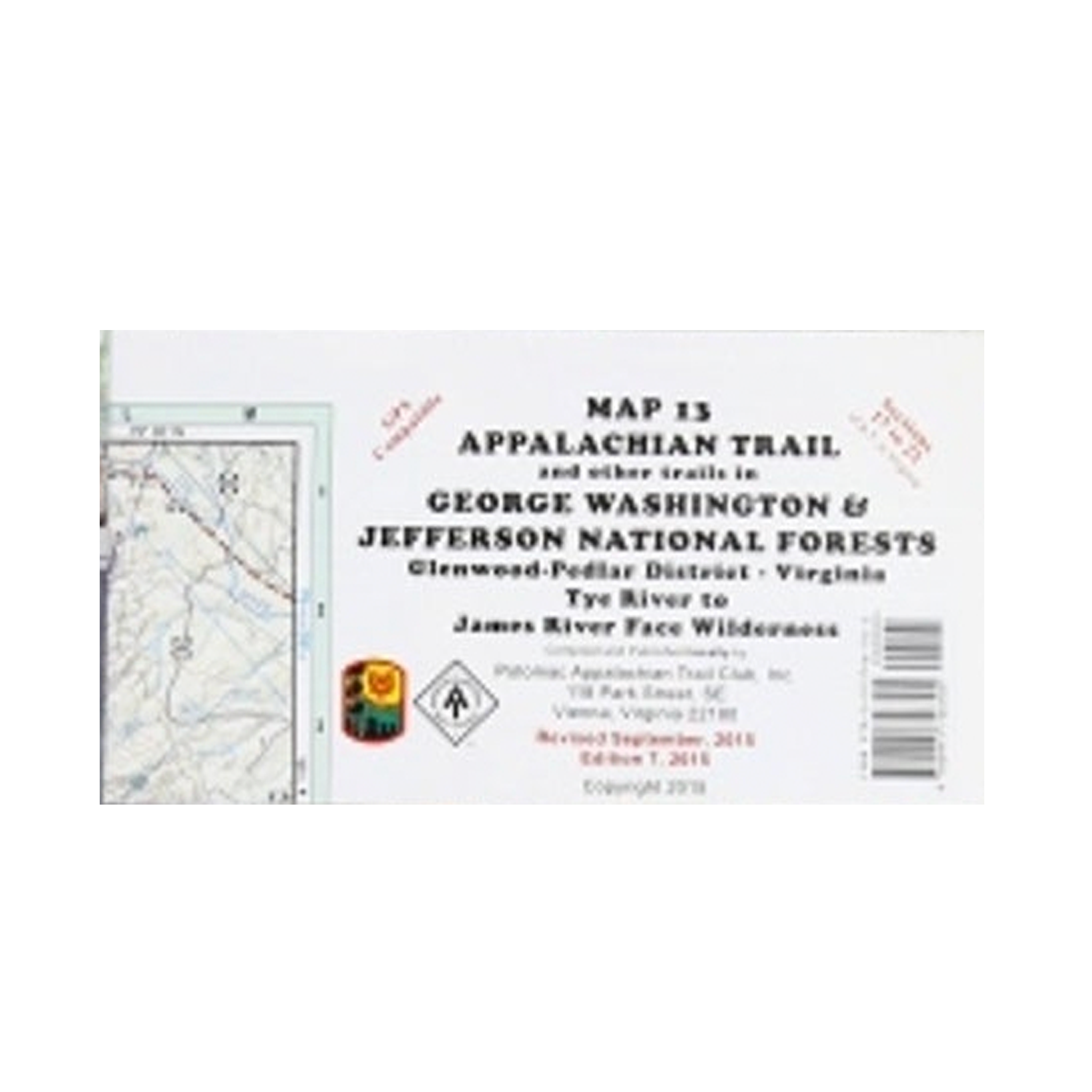 Map of the Appalachian Trail in George Washington and Jefferson National Forests on a white background