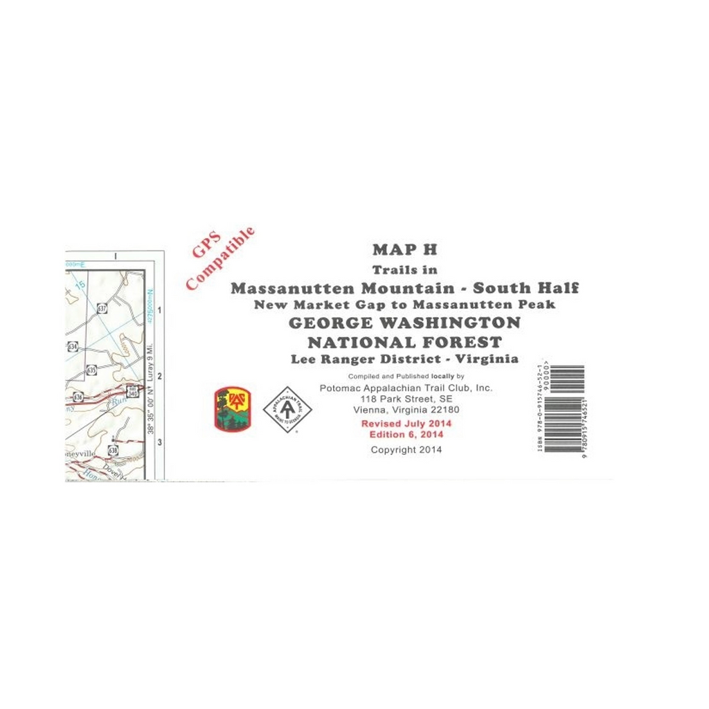 Map cover for George Washington National Forest with a map on the left and text on the right.