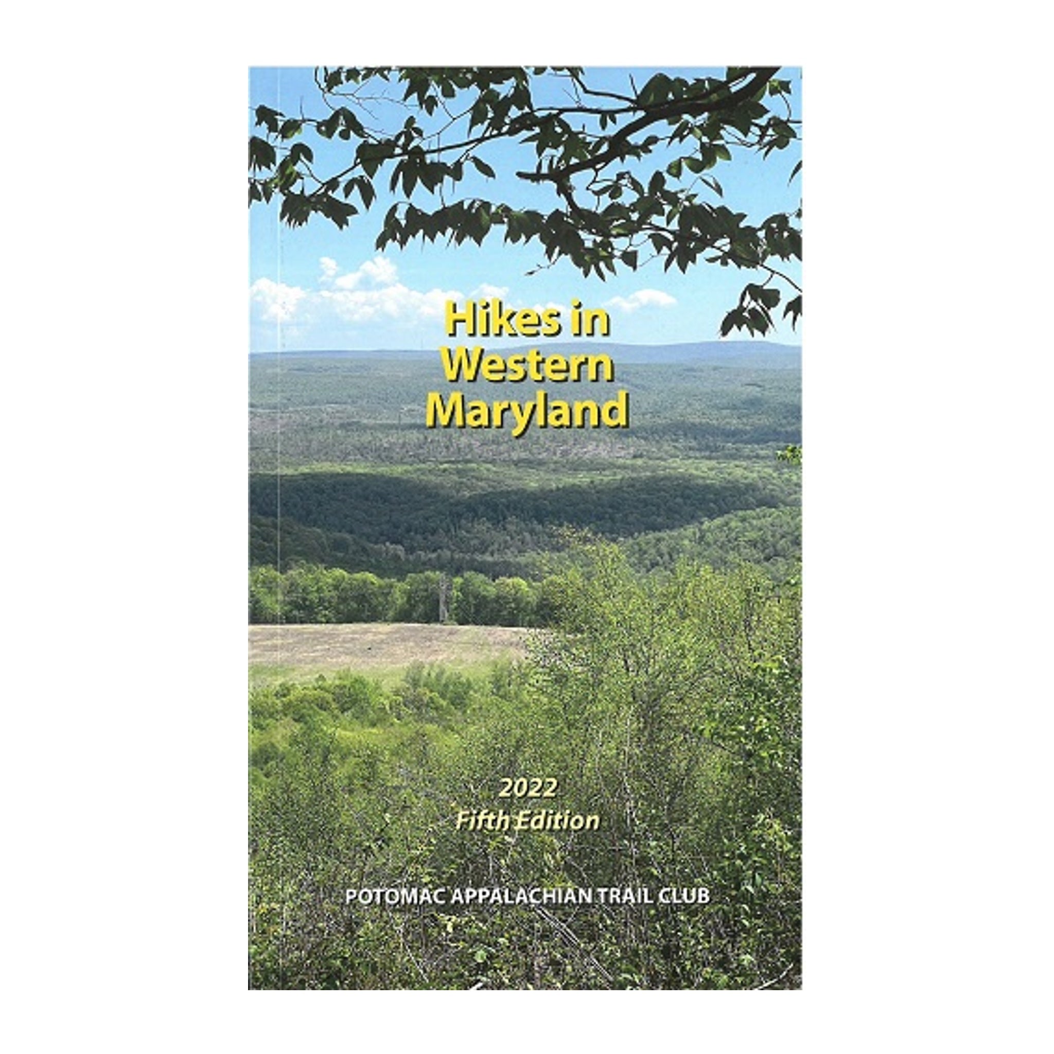 Book cover with a scenic view of Western Maryland and hiking guide text.