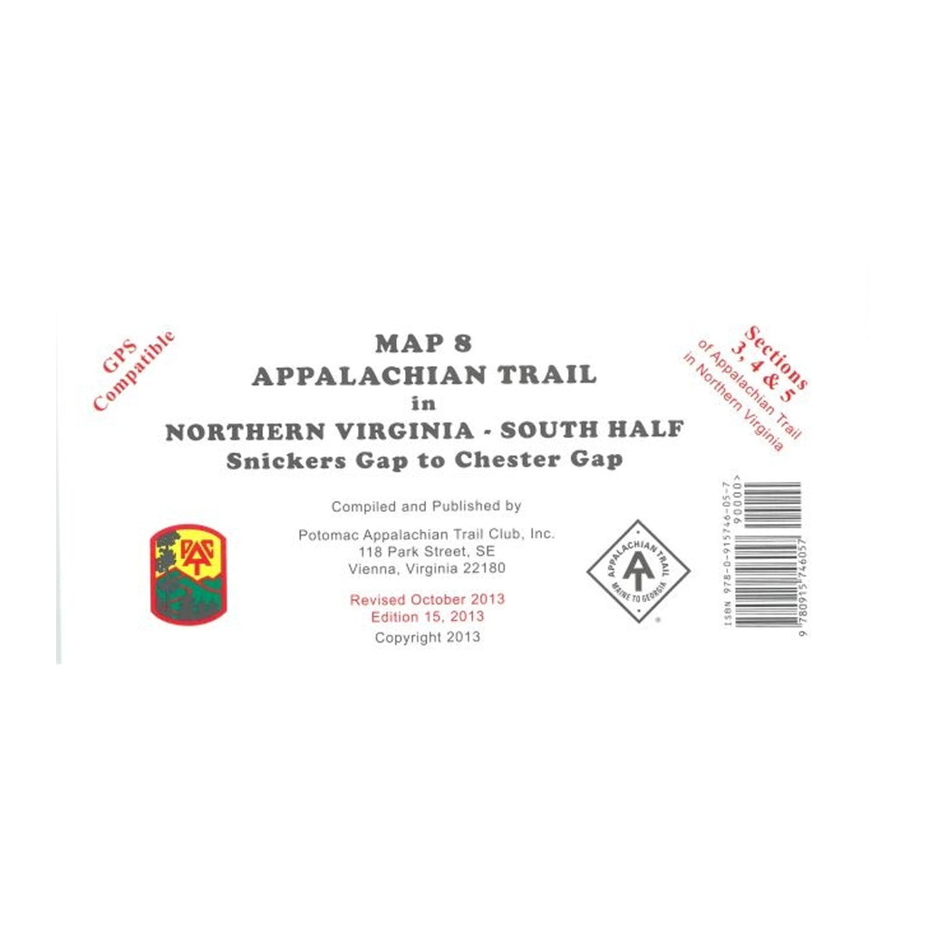 Map cover of the Appalachian Trail in Northern Virginia with branding and contact information.