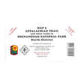 Map cover of Appalachian Trail in Shenandoah National Park with text and logos.