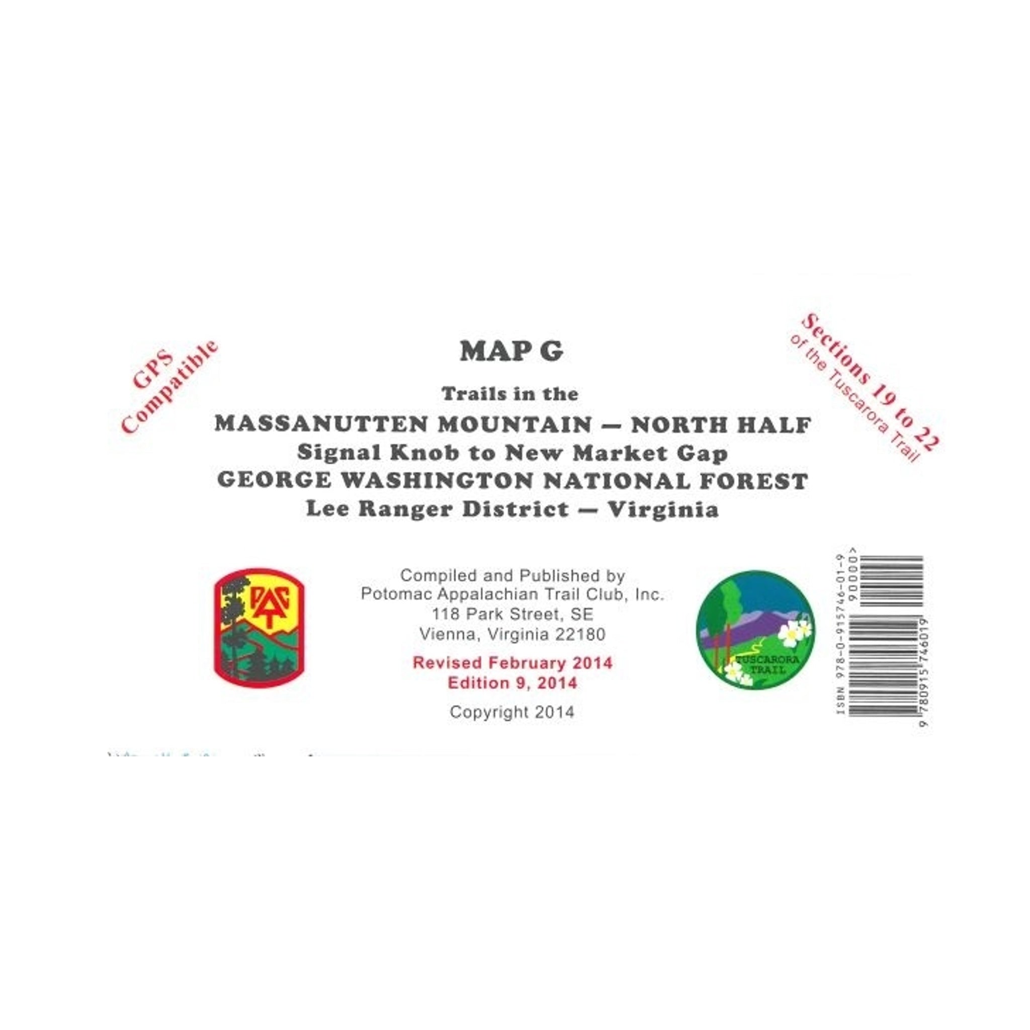 Back cover of a map with text and logos on a white background