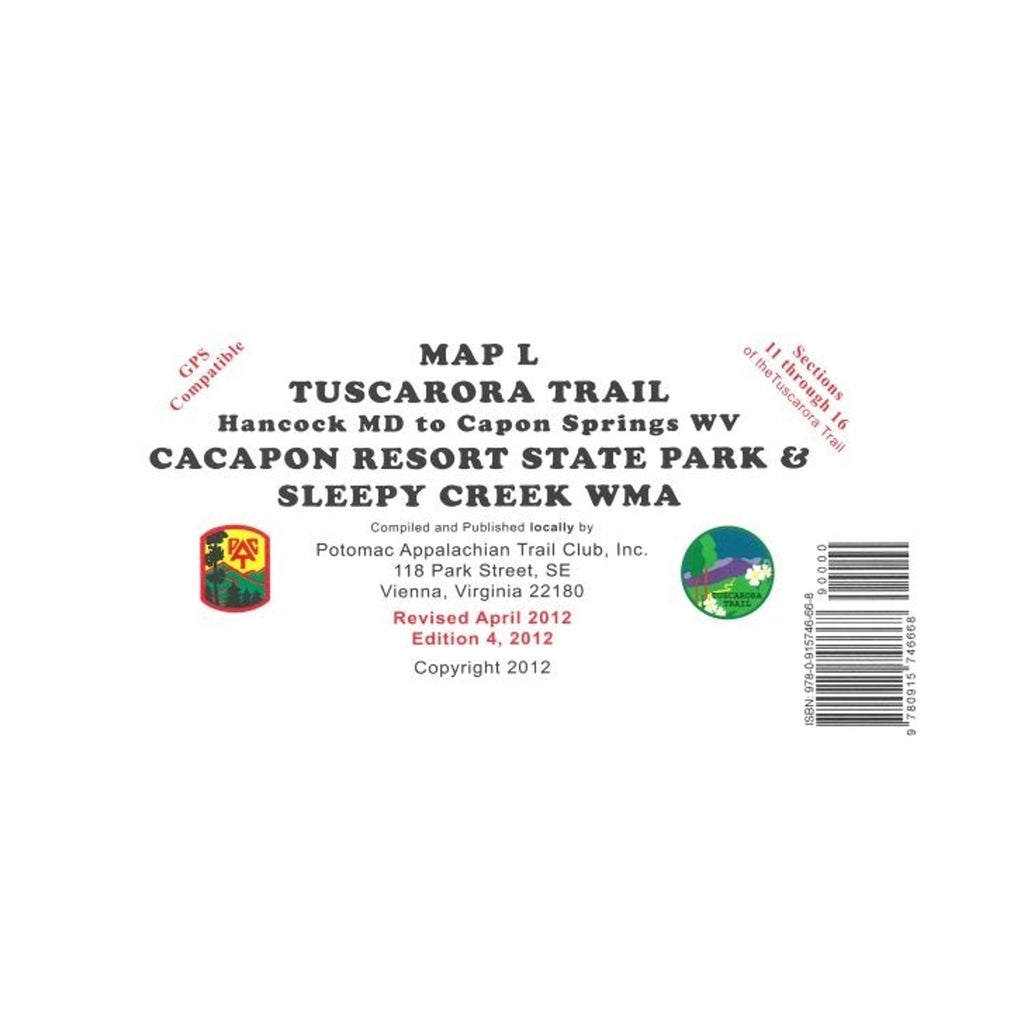 Map cover of Tuscarora Trail with branding and contact information on a white background