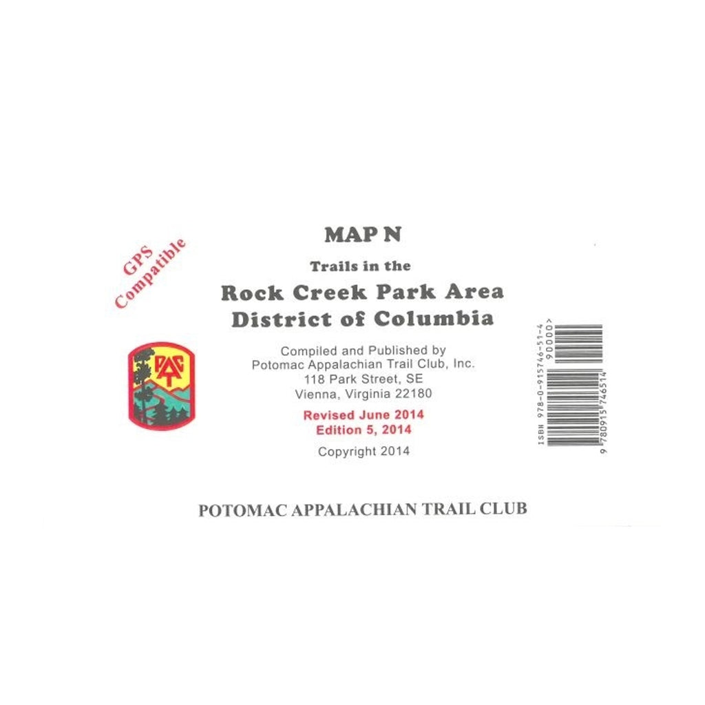 Map cover for 'Trails in the Rock Creek Park Area District of Columbia' by Potomac Appalachian Trail Club.